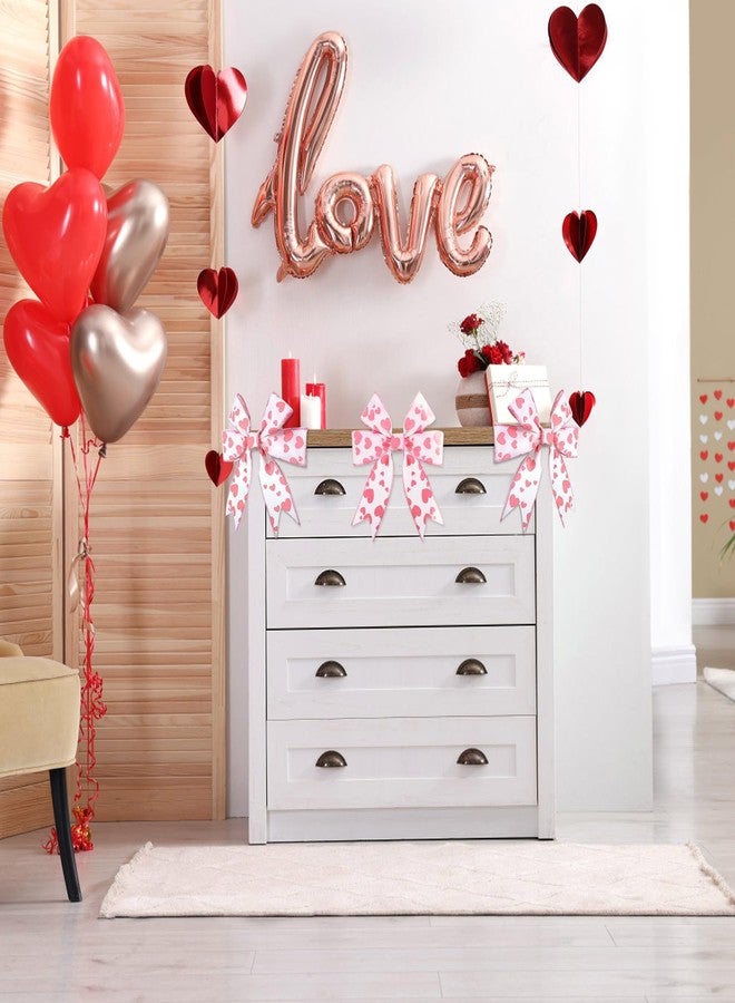 زاكفور لفتان من شرائط عيد الحب الوردية ذات الحواف السلكية، بعرض 2.5 بوصة، شرائط يدوية الصنع لتغليف الهدايا، وأقواس الأكاليل، وتزيين المهرجانات، بطول 12 ياردة. - Image 5